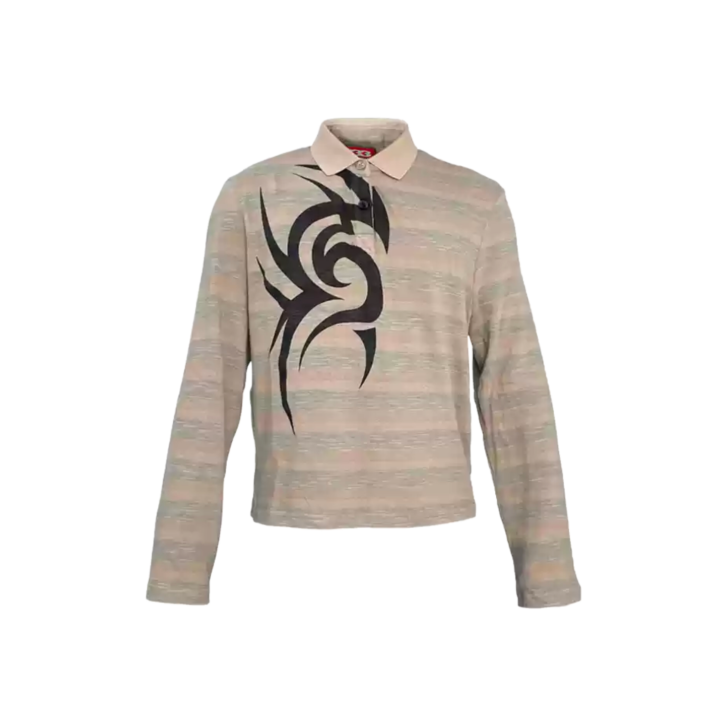 TRIBAL STRIPED POLO SWEATER