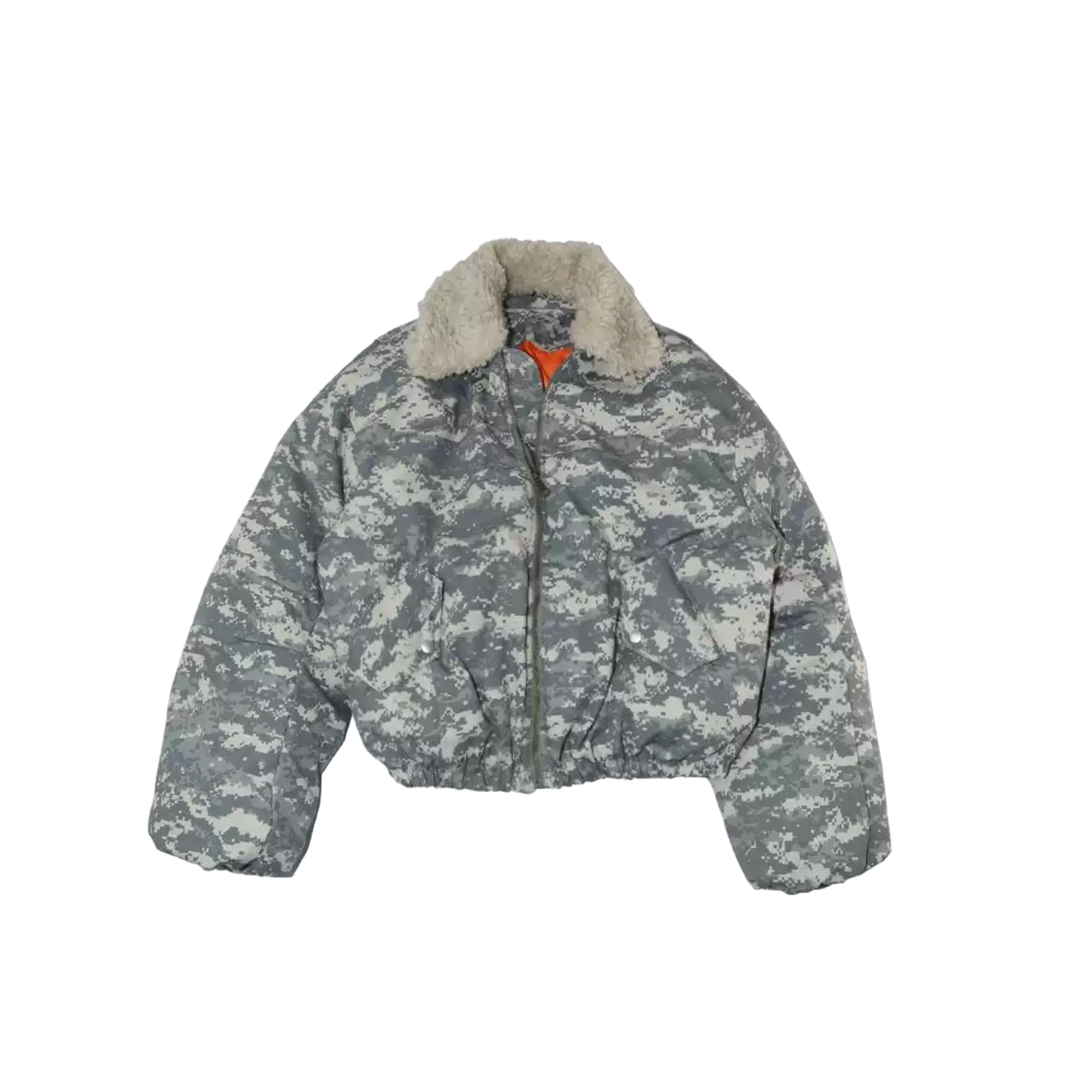 DIGITAL CAMO FUR BOMBER JACKET