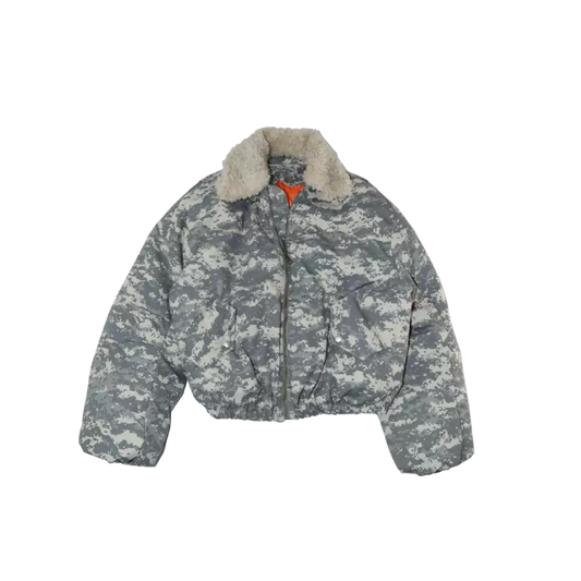 DIGITAL CAMO FUR BOMBER JACKET