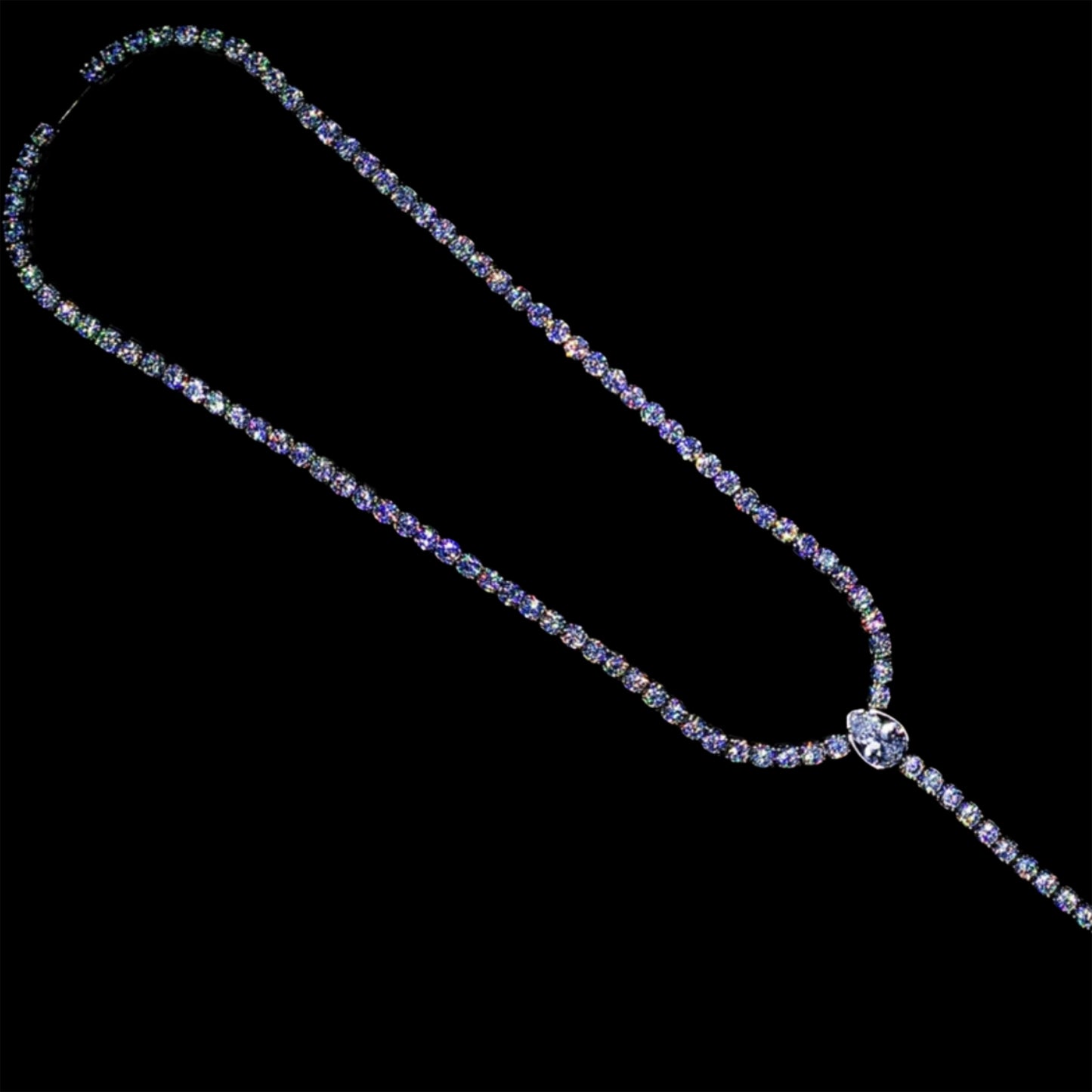 18K WHITE GOLD ST PETER'S CROSS TENNIS CHAIN ROSARY