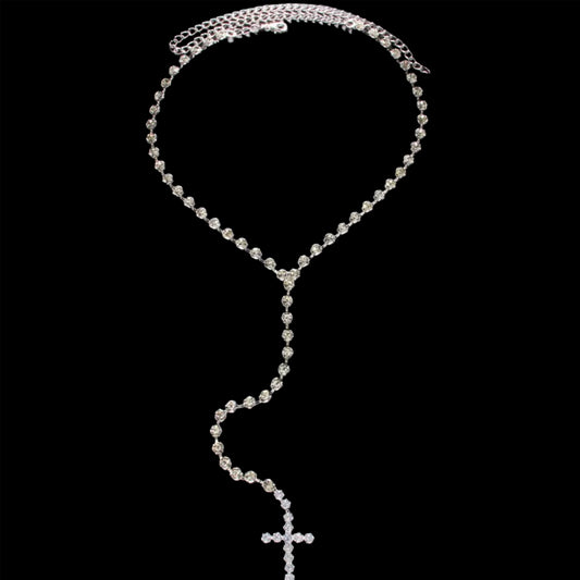 .925 STERLING SILVER TENNIS CHAIN ROSARY NECKLACE