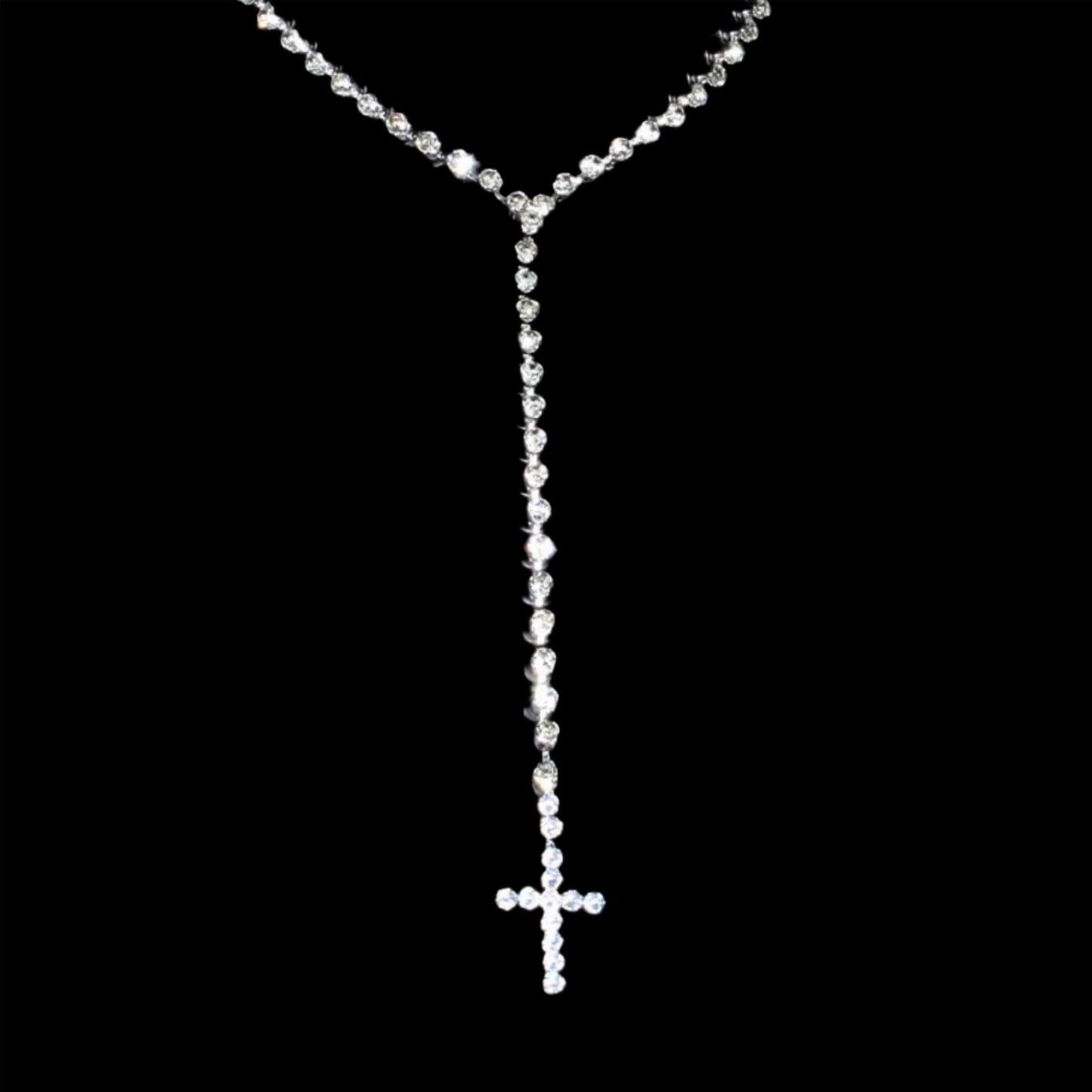 .925 STERLING SILVER TENNIS CHAIN ROSARY NECKLACE