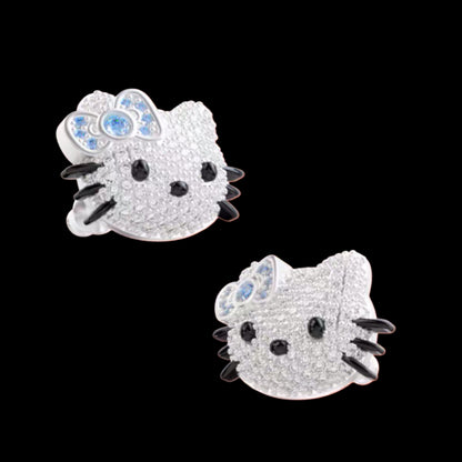 PLATNIUM KITTY EARINGS